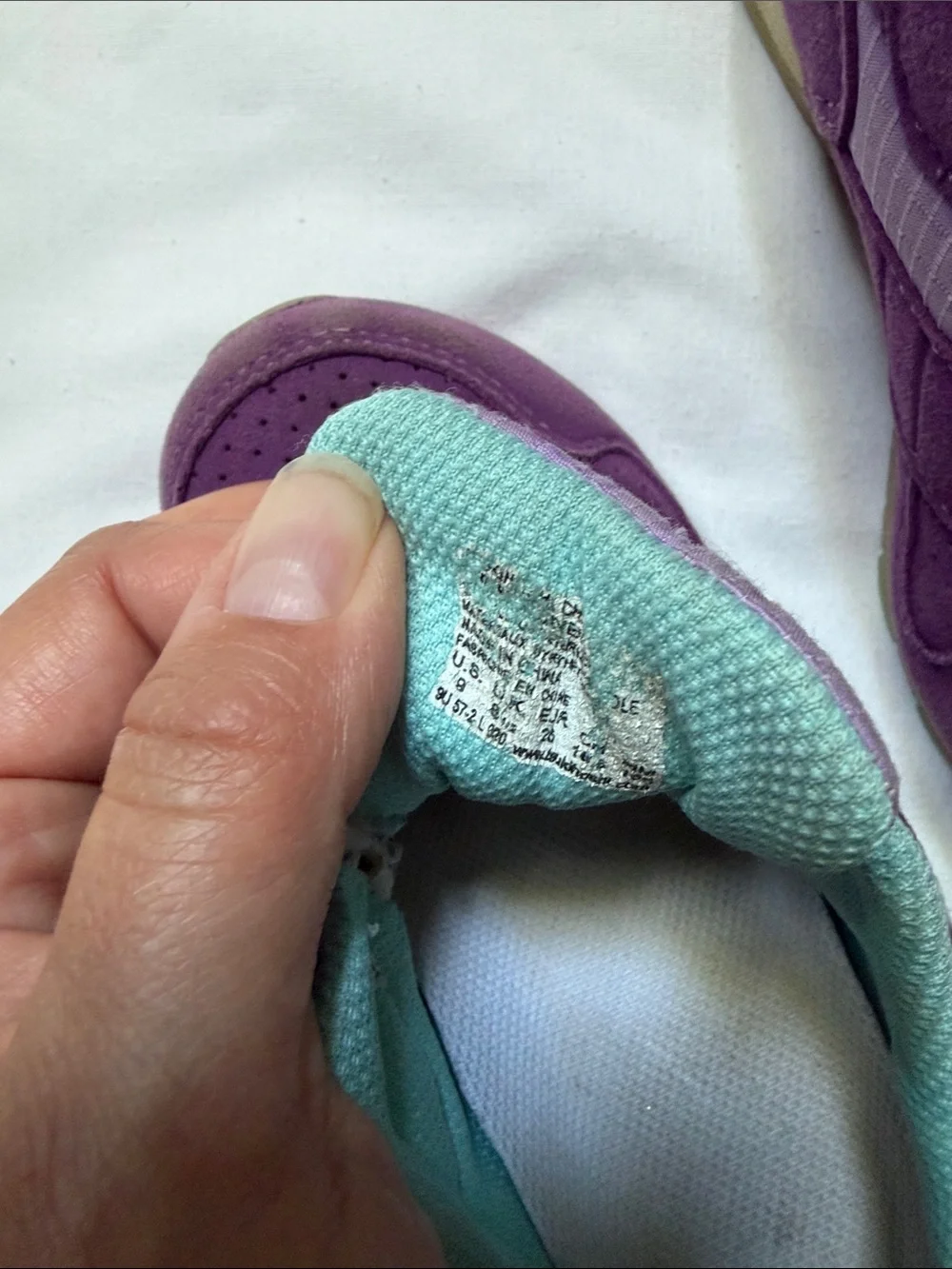 Tsukihoshi Purple Kids Sneakers with Mint Lining and Pink Pull Tabs - Velcro. 9